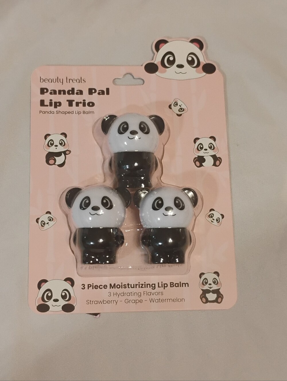 Panda Pal Lip Trio - Cute Panda-Shaped Lip Balms (Black & White)